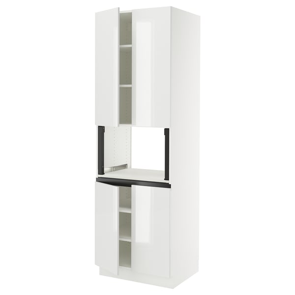 SEKTION Armoire haute micro-ondes 4 ptes, blanc/Ringhult blanc, 30x24x90 "