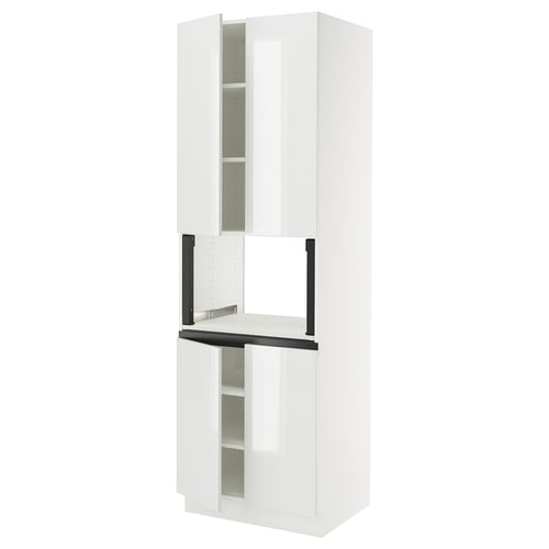 SEKTION Armoire haute micro-ondes 4 ptes, blanc/Ringhult blanc, 30x24x90 "