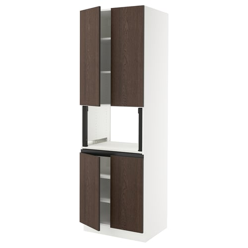 SEKTION Armoire haute micro-ondes 4 ptes, blanc/Sinarp brun, 30x24x90 "