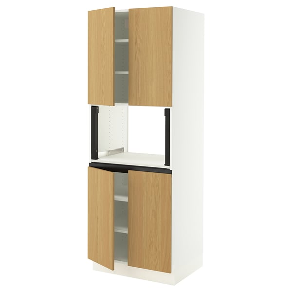SEKTION Armoire haute micro-ondes 4 ptes, blanc/Sinarp chêne plaqué, 30x24x80 "