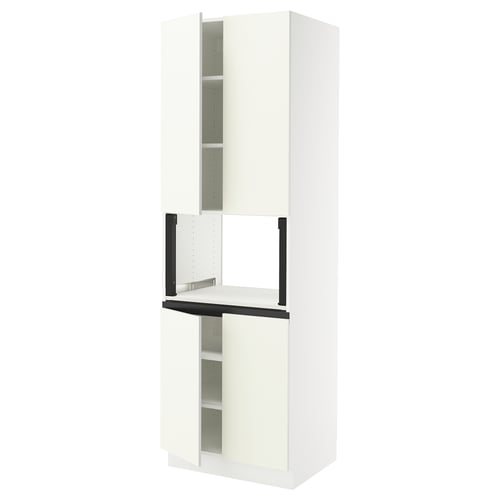 SEKTION Armoire haute micro-ondes 4 ptes, blanc/Vallstena blanc, 30x24x90 "