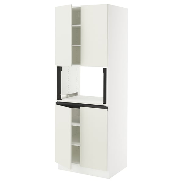 SEKTION Armoire haute micro-ondes 4 ptes, blanc/Veddinge blanc, 30x24x80 "