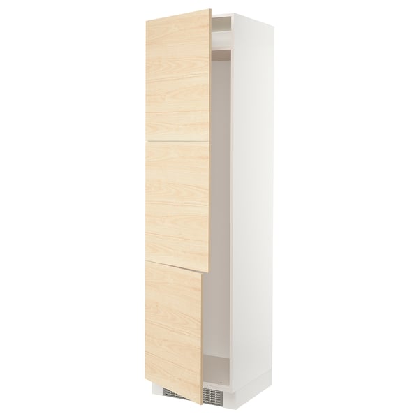SEKTION Armoire haute pr réfrig/congélateur, blanc/Askersund effet frêne clair, 24x24x90 "