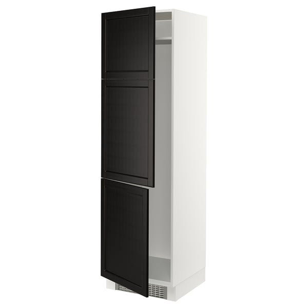 SEKTION Armoire haute pr réfrig/congélateur, blanc/Lerhyttan teinté noir, 24x24x80 "