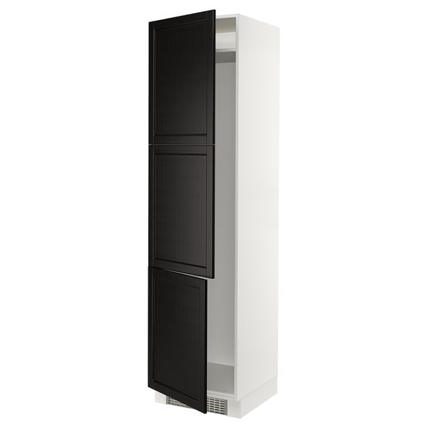 SEKTION Armoire haute pr réfrig/congélateur, blanc/Lerhyttan teinté noir, 24x24x90 "