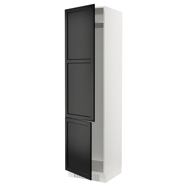 SEKTION Armoire haute pr réfrig/congélateur, blanc/Lerhyttan teinté noir, 24x24x90 "