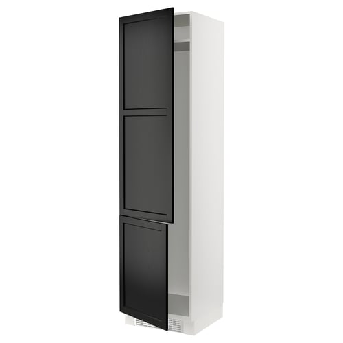 SEKTION Armoire haute pr réfrig/congélateur, blanc/Lerhyttan teinté noir, 24x24x90 "