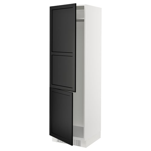 SEKTION Armoire haute pr réfrig/congélateur, blanc/Lerhyttan teinté noir, 24x24x80 "