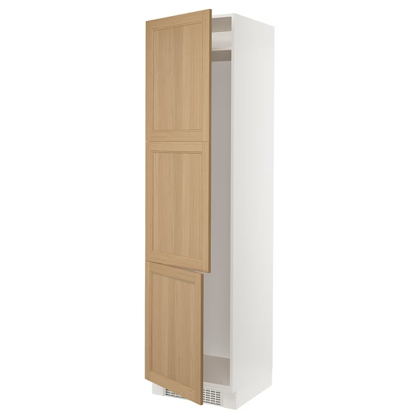 SEKTION Armoire haute pr réfrig/congélateur, blanc/Vedhamn chêne, 24x24x90 "