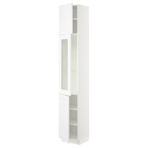 SEKTION Armoire haute pte vitr/2 ptes, blanc/Axstad blanc mat, 15x15x90 "
