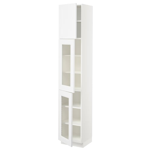 SEKTION Armoire haute pte vitr/2 ptes, blanc/Axstad blanc mat, 15x15x80 "