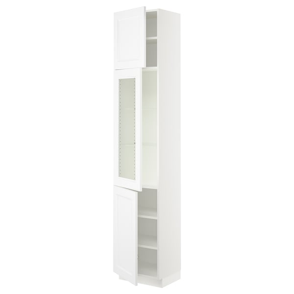 SEKTION Armoire haute pte vitr/2 ptes, blanc/Axstad blanc mat, 18x15x90 "