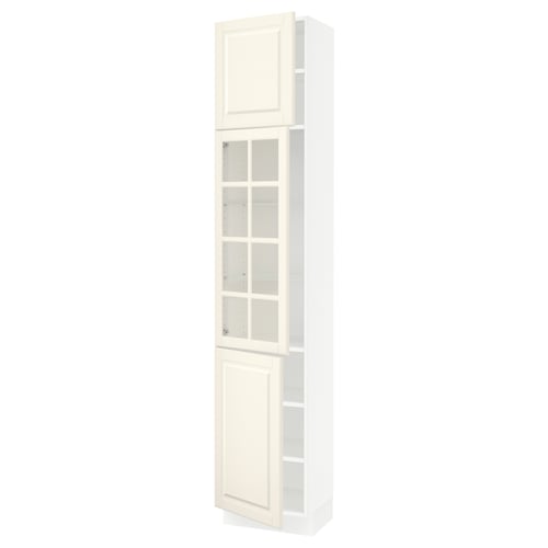 SEKTION Armoire haute pte vitr/2 ptes, blanc/Bodbyn blanc cassé, 18x15x90 "