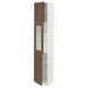 SEKTION Armoire haute pte vitr/2 ptes, blanc Enköping/brun effet noyer, 15x15x80 "