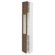 SEKTION Armoire haute pte vitr/2 ptes, blanc Enköping/brun effet noyer, 15x15x90 "