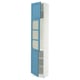SEKTION Armoire haute pte vitr/2 ptes, blanc/Lerhyttan bleu, 18x15x90 "