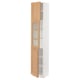SEKTION Armoire haute pte vitr/2 ptes, blanc/Vedhamn chêne, 15x15x80 "