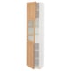 SEKTION Armoire haute pte vitr/2 ptes, blanc/Vedhamn chêne, 18x15x80 "