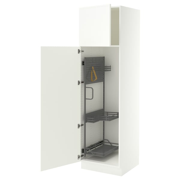 SEKTION Armoire haute+rangement coulissant, blanc/Aspudden blanc mat, 24x24x80 "