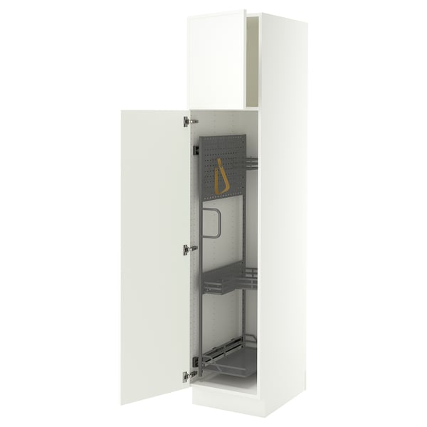 SEKTION Armoire haute+rangement coulissant, blanc/Aspudden blanc mat, 18x24x80 "