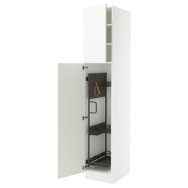 SEKTION Armoire haute+rangement coulissant, blanc/Ringhult blanc, 18x24x90 "