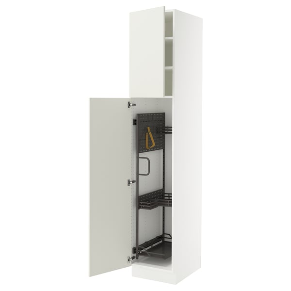 SEKTION Armoire haute+rangement coulissant, blanc/Veddinge blanc, 18x24x90 "