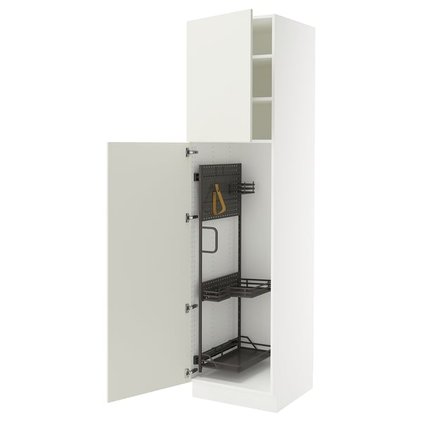 SEKTION Armoire haute+rangement coulissant, blanc/Veddinge blanc, 24x24x90 "