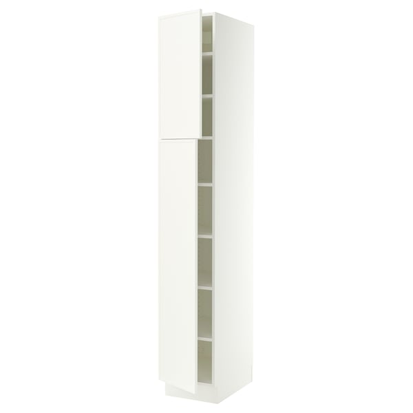 SEKTION Armoire haute + tablette/2ptes, blanc/Aspudden blanc mat, 15x24x90 "