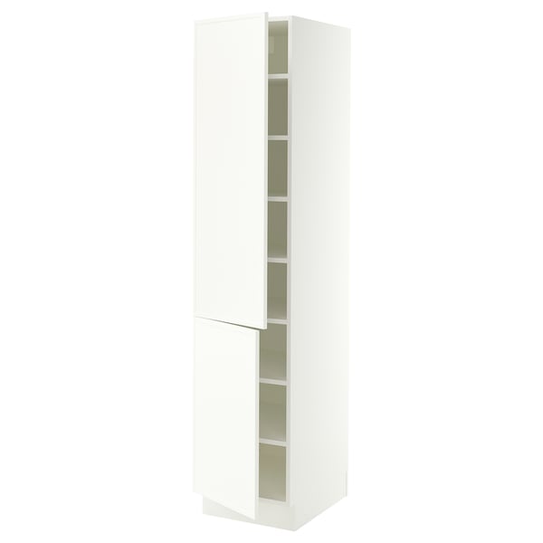 SEKTION Armoire haute + tablette/2ptes, blanc/Aspudden blanc mat, 18x24x80 "