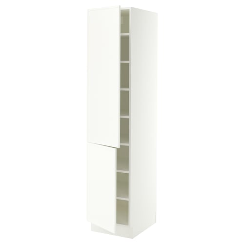 SEKTION Armoire haute + tablette/2ptes, blanc/Aspudden blanc mat, 18x24x80 "