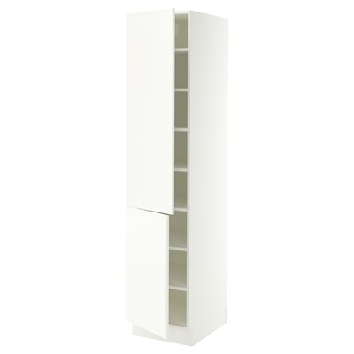 SEKTION Armoire haute + tablette/2ptes, blanc/Aspudden blanc mat, 18x24x80 "