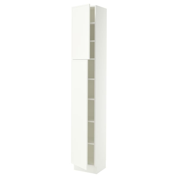 SEKTION Armoire haute + tablette/2ptes, blanc/Aspudden blanc mat, 15x15x90 "