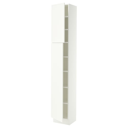 SEKTION Armoire haute + tablette/2ptes, blanc/Aspudden blanc mat, 15x15x90 "