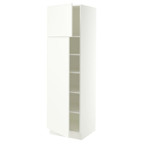 SEKTION Armoire haute + tablette/2ptes, blanc/Aspudden blanc mat, 24x24x80 "