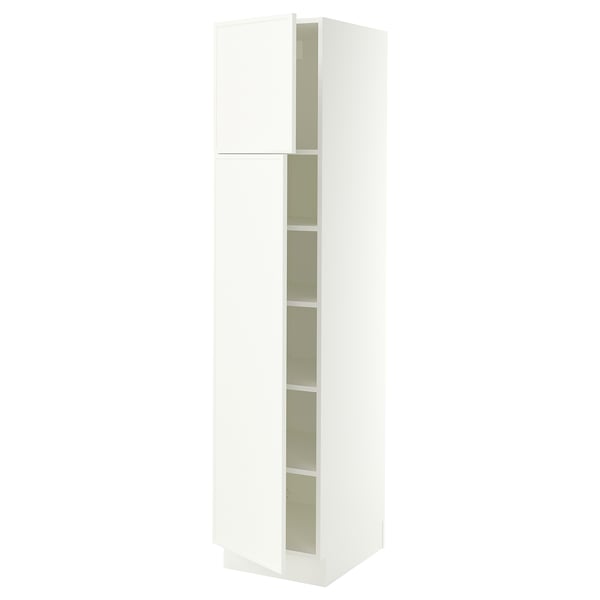 SEKTION Armoire haute + tablette/2ptes, blanc/Aspudden blanc mat, 18x24x80 "