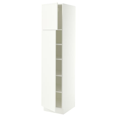 SEKTION Armoire haute + tablette/2ptes, blanc/Aspudden blanc mat, 18x24x80 "