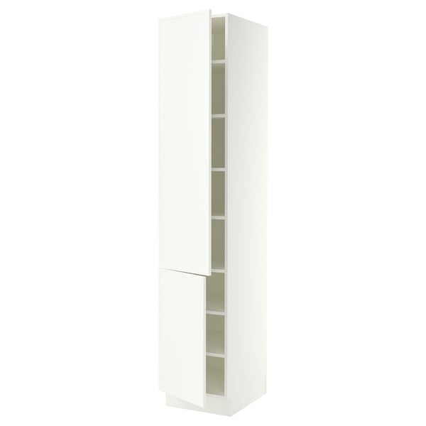 SEKTION Armoire haute + tablette/2ptes, blanc/Aspudden blanc mat, 18x24x90 "