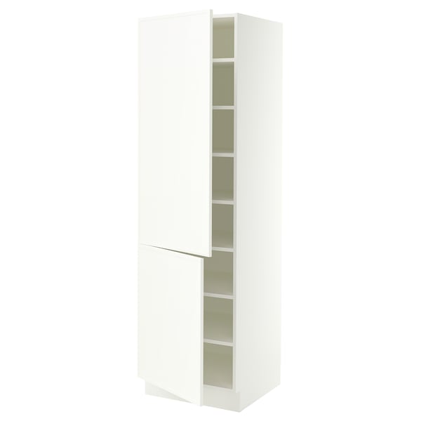 SEKTION Armoire haute + tablette/2ptes, blanc/Aspudden blanc mat, 24x24x80 "