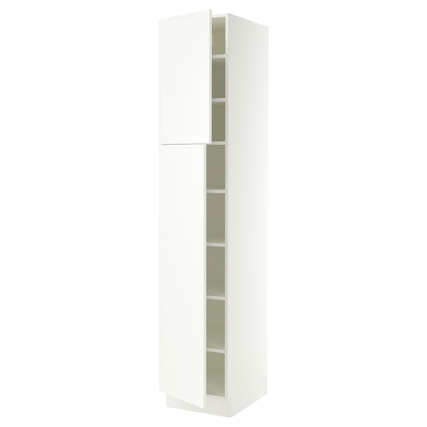SEKTION Armoire haute + tablette/2ptes, blanc/Aspudden blanc mat, 18x24x90 "