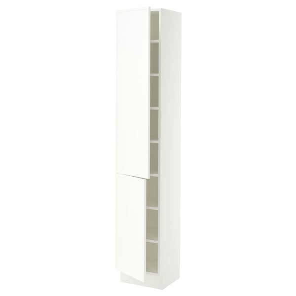 SEKTION Armoire haute + tablette/2ptes, blanc/Aspudden blanc mat, 15x15x80 "