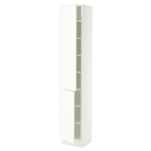 SEKTION Armoire haute + tablette/2ptes, blanc/Aspudden blanc mat, 15x15x80 "