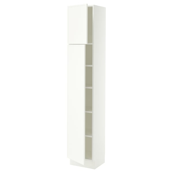SEKTION Armoire haute + tablette/2ptes, blanc/Aspudden blanc mat, 15x15x80 "