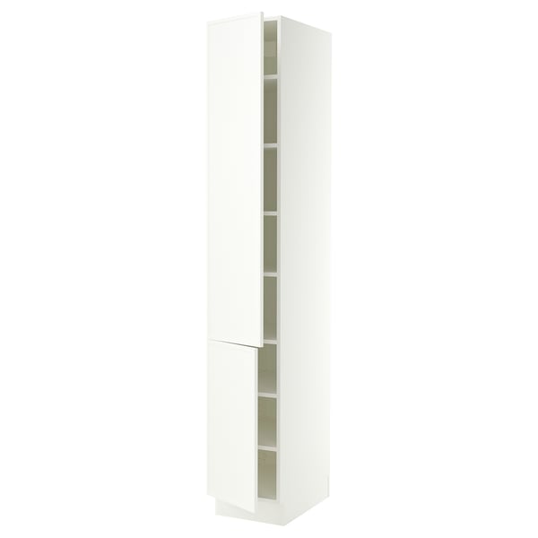 SEKTION Armoire haute + tablette/2ptes, blanc/Aspudden blanc mat, 15x24x90 "