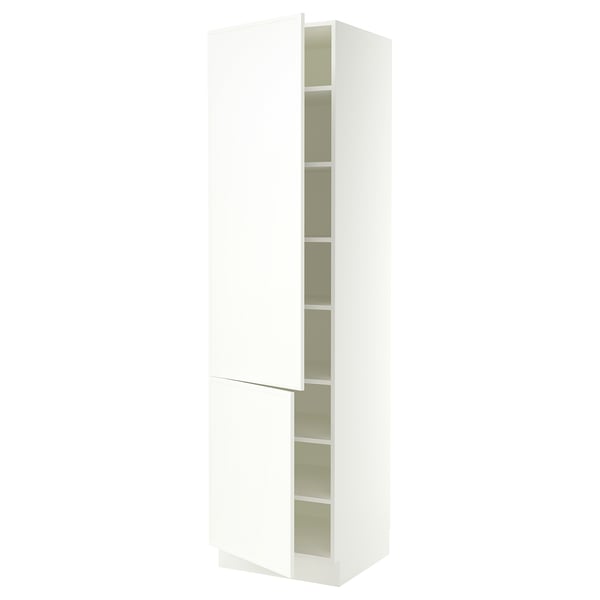 SEKTION Armoire haute + tablette/2ptes, blanc/Aspudden blanc mat, 24x24x90 "