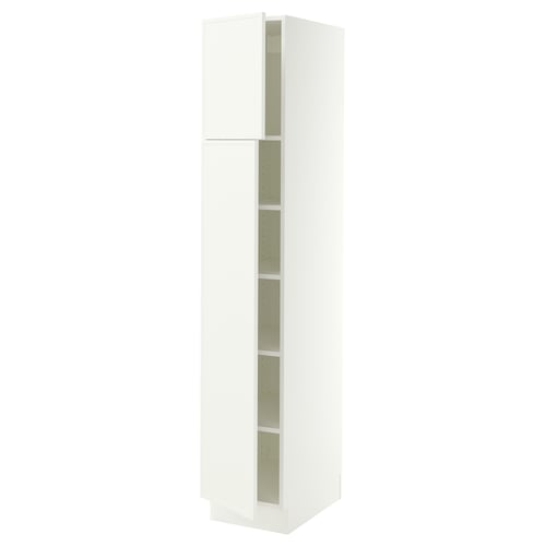 SEKTION Armoire haute + tablette/2ptes, blanc/Aspudden blanc mat, 15x24x80 "