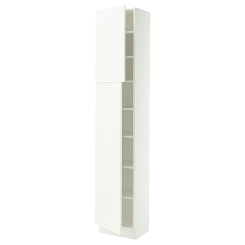 SEKTION Armoire haute + tablette/2ptes, blanc/Aspudden blanc mat, 18x15x90 "