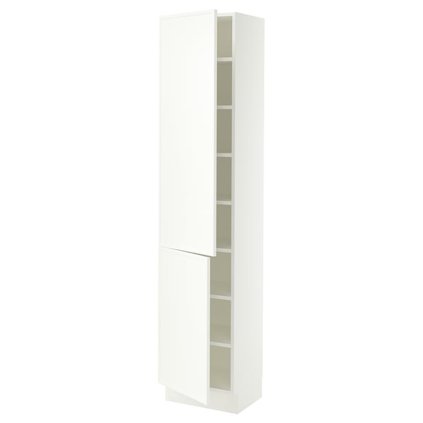 SEKTION Armoire haute + tablette/2ptes, blanc/Aspudden blanc mat, 18x15x80 "
