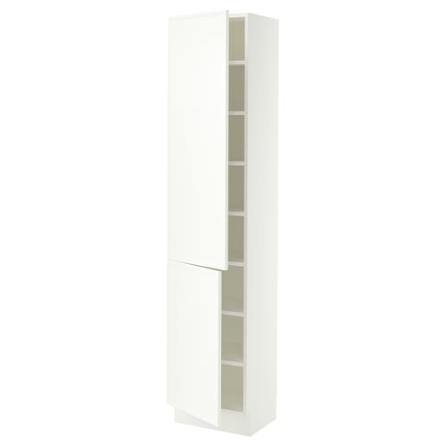 SEKTION Armoire haute + tablette/2ptes, blanc/Aspudden blanc mat, 18x15x80 "