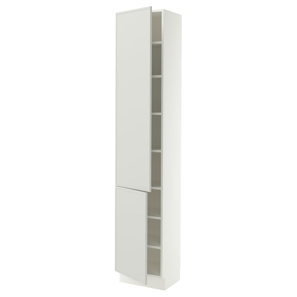 SEKTION Armoire haute + tablette/2ptes, blanc/Aspudden gris clair, 18x15x90 "
