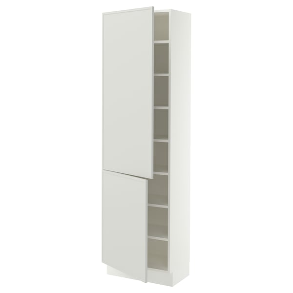 SEKTION Armoire haute + tablette/2ptes, blanc/Aspudden gris clair, 24x15x80 "